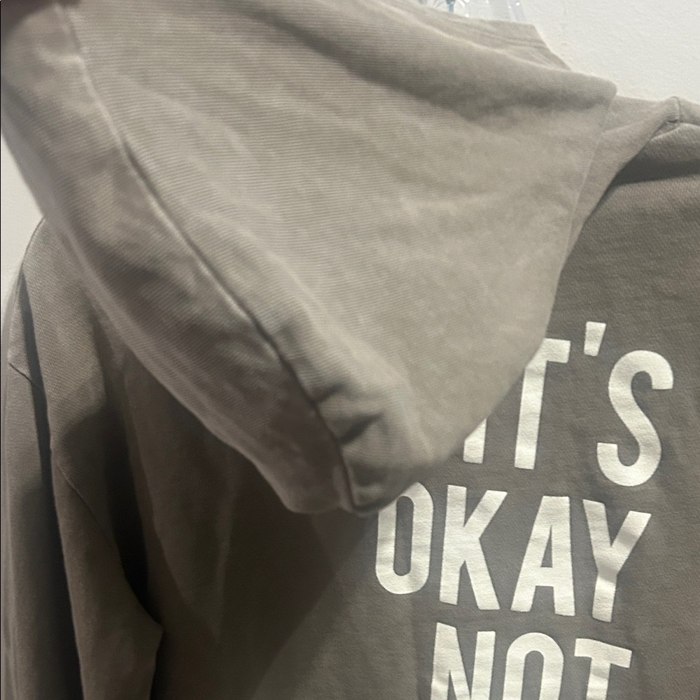 Casual Olive Smiley Face Hoodie - Picture 10 of 11